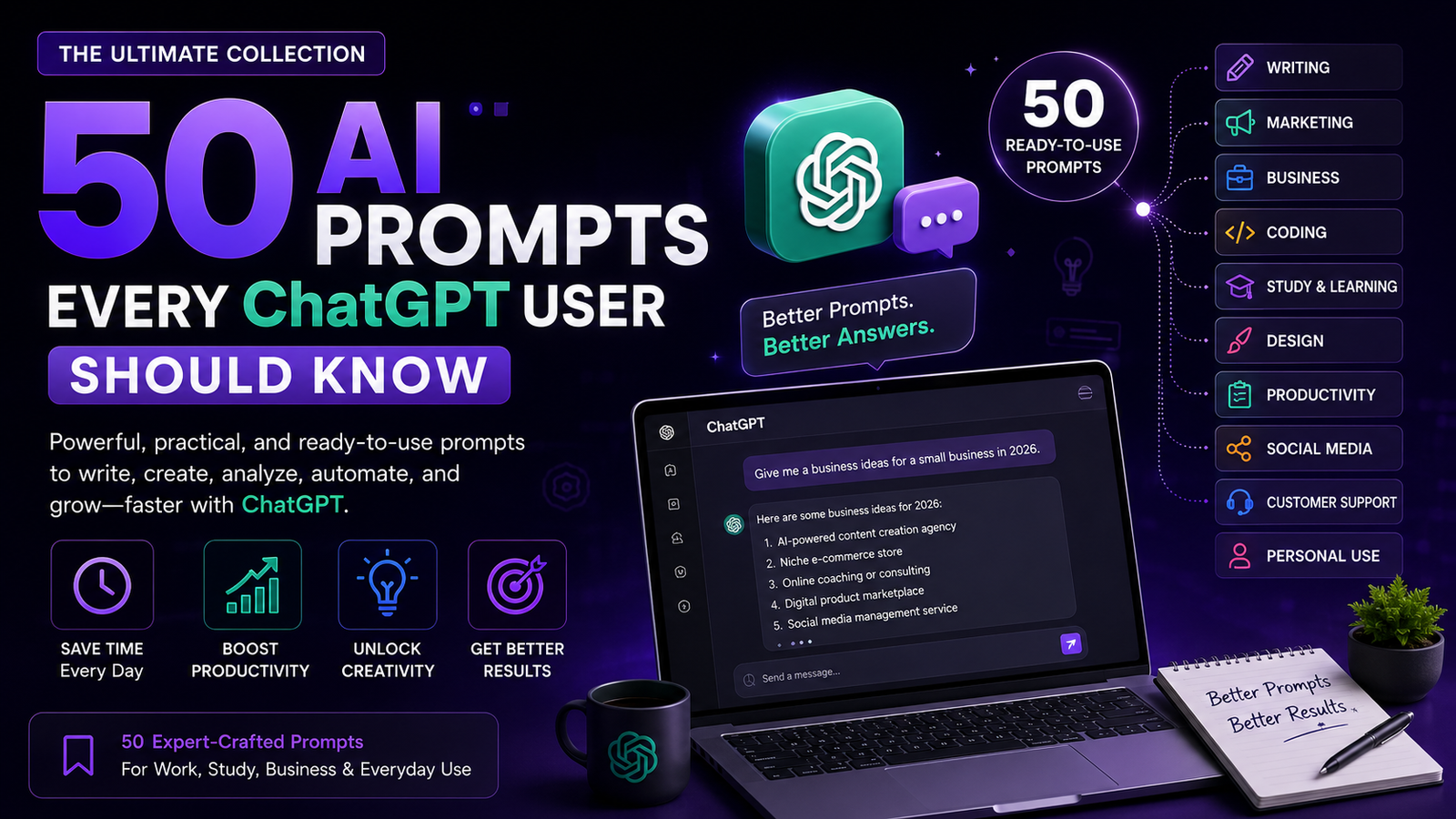 50 AI Prompts Every ChatGPT User Should Know (2026 Guide)